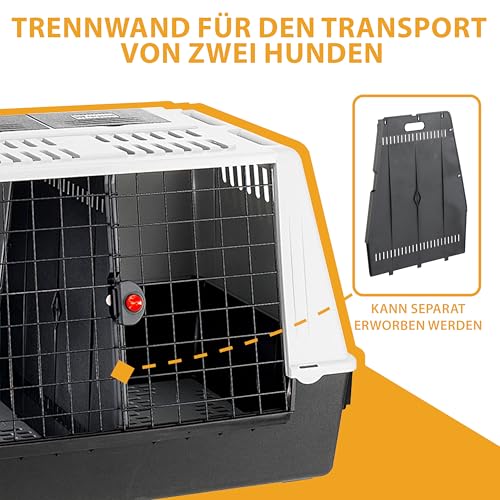 Ferplast Hundebox Auto Atlas CAR 100, Ablagefach, Doppelte Schiebeöffnung mit Sicherheitshaken, Abtropfmatte, L 100 x W 60 x H 66 cm - Max 40 Kg.
