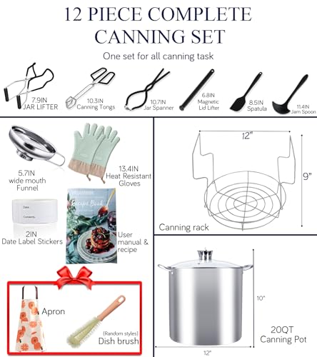 Canning Pot-Canning supplies starter kit, Canning Tool Kits Set for Beginners, Stainless Steel Water Bath Canner Kit with rack for canning - Image 3