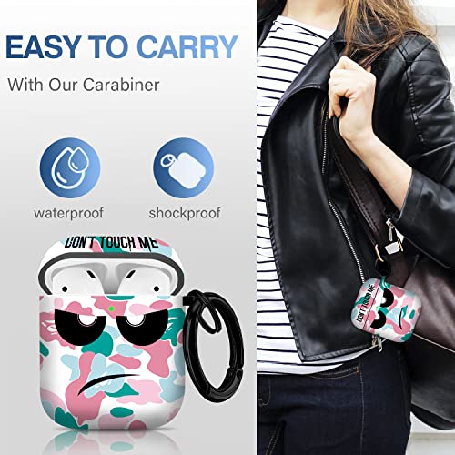 Image of for Airpods Case, Don't Touch Me for Airpods Cover with Keychain Soft Cute Shockproof Cover for Women Men Compatible with for Airpods 2 /1 Charging Case,Pink