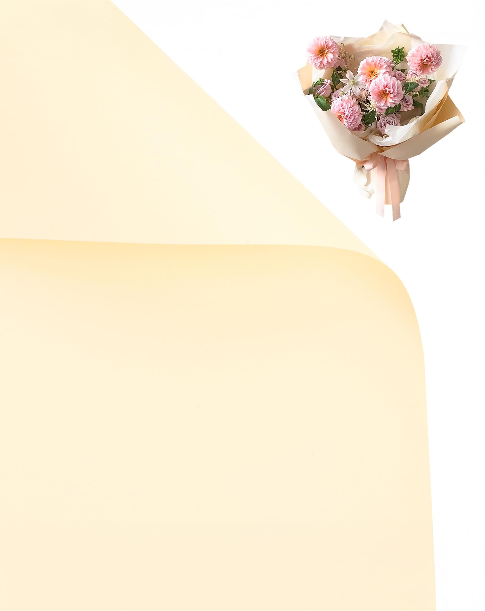 Matte Floral Wrapping Paper,40 Sheets of Korean Style Waterproof Bouquet Gift Wrap, Perfect for Fresh Flowers DIY Projects Birthday and Wedding Packaging, 17.7"x19.6" (Beige)