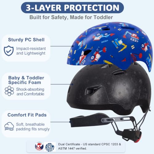 Image of Toddler Helmet, Adjustable Kids Bike Helmet for Ages 1-3-8