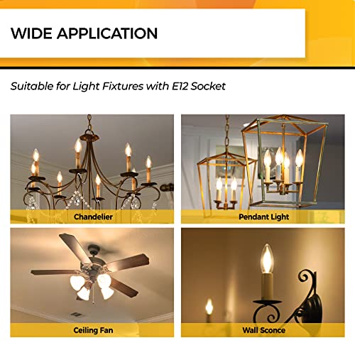 Hizashi Candelabra Light Bulbs 40W Eq, 2700K Dimmable, E12 LED Bulb 6 PCS - image 7