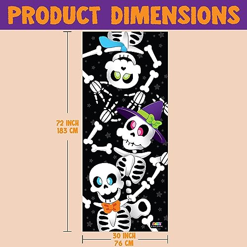 Image of JOYIN 30 inchx72 inch Door Cover Skeleton Halloween Decorations Indoor, Home Decor Haunted House Stickers Party Supplies Favors for Garage Window Wall Cover Cute