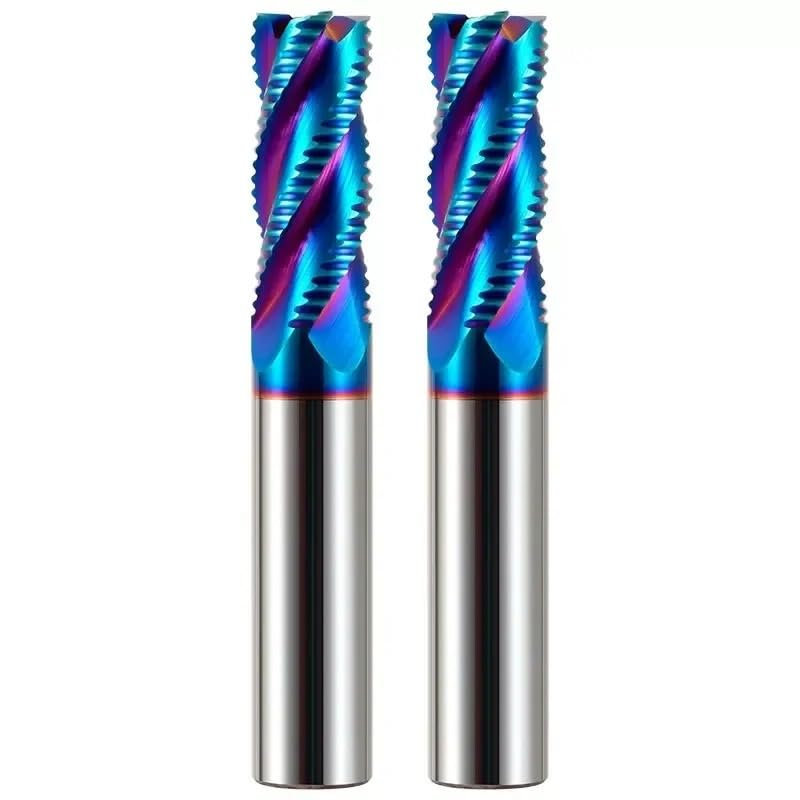 Fresa de desbaste carburo tungsteno, fresa extremo con recubrimiento Nano azul 4 flautas HRC65, 1 unidad(12x45CxD12x100L)