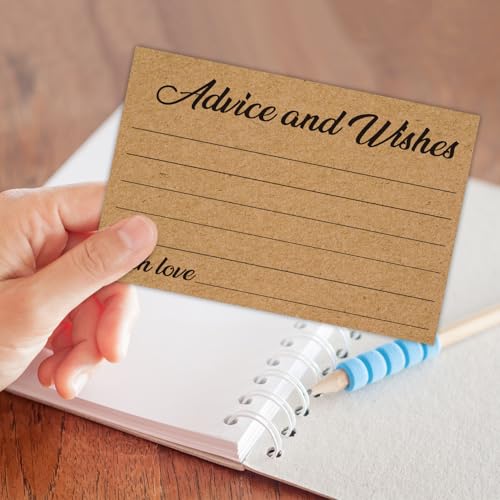 HQLOW 25 PCS Advice and Wishes Cards, Greeting Cards for Bridal Shower Games Weddings Baby Shower Graduation Retirement Birthday Party Brown-05