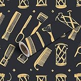 NIVFOEASC 17.7'x118' Peel and Stick Wallpaper Barbershop Seamless Pattern Pole Hairdressing Scissors Contact Paper Self Adhesive Wallpaper Removable Wall Mural Wall Sticker for Bedroom Kitchen