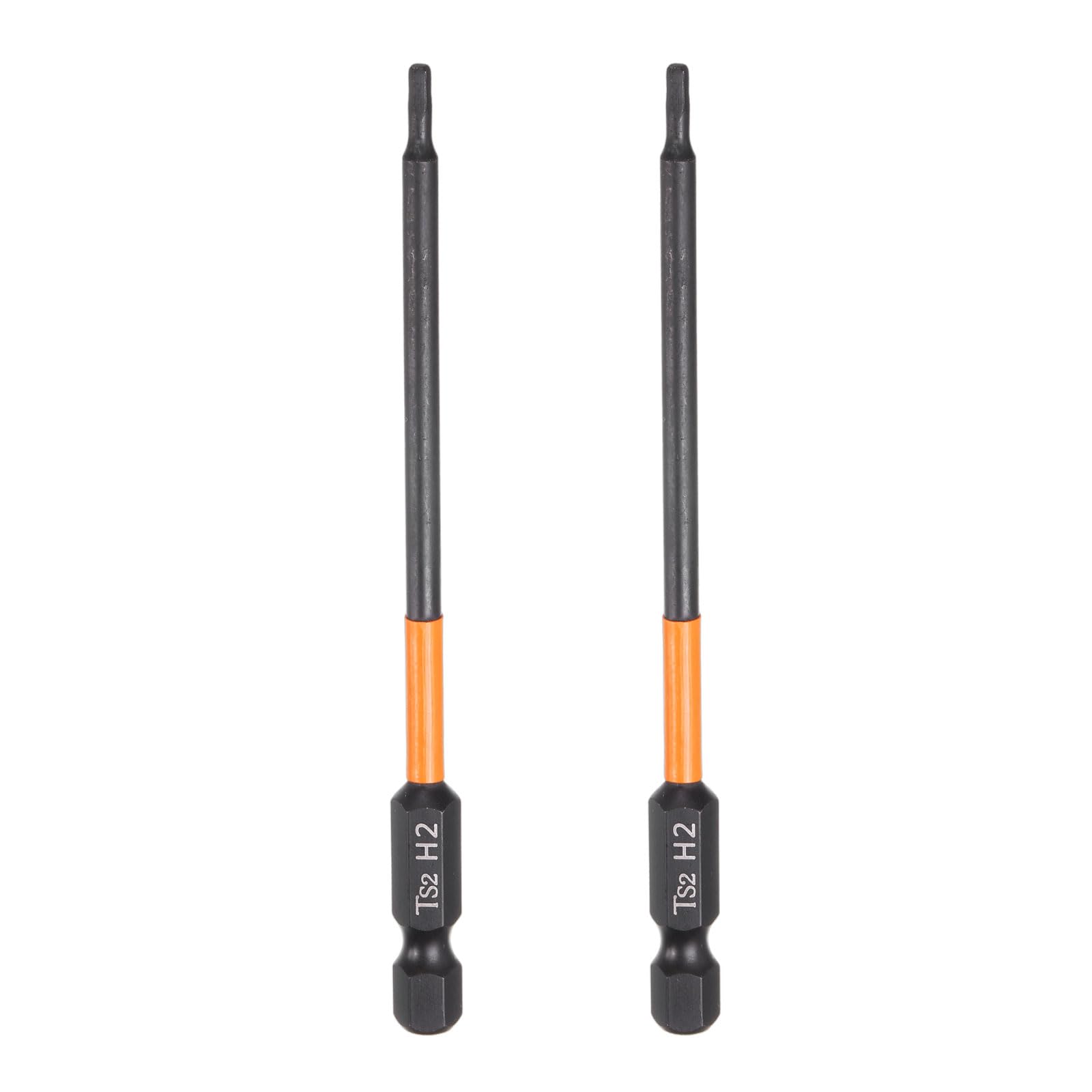 sourcing map 2pcs H2 Hex Head Drill Bit Wrench 2mm Metric Flat Tip 1/4" Hex Shank 100mm (4") Long Magnetic Black Phosphate Hexagonal Screw Driver Socket Industrial Screwdriver Power Bits
