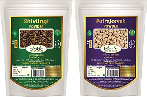 GRAVY Biotic Shivlingi Seed Powder & Putrajivak Seed Powder (50 GMS Each) Shivlingi Beej Powder - Bryonia Laciniosa - Putrajeevak Beej Powder - Putrajivak Seeds Powder - 100 gm