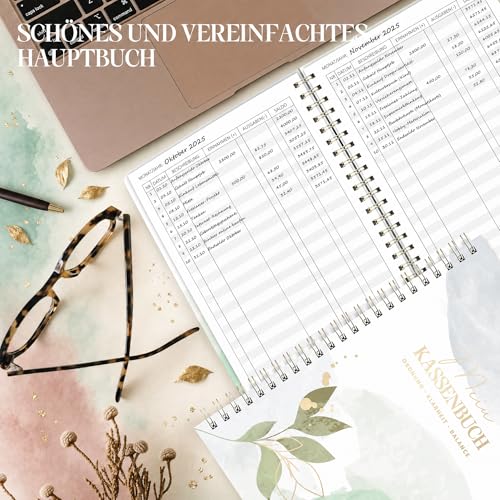BIROYAL Kassenbuch A5-120 Seiten Haushaltsbuch, Budget Planner & Kassenbücher - Einnahmen Ausgaben Buch - Haushaltsbuch zum Eintragen - Kassenbuch Kleinunternehmer- Ausgaben Tracker Finanzplaner