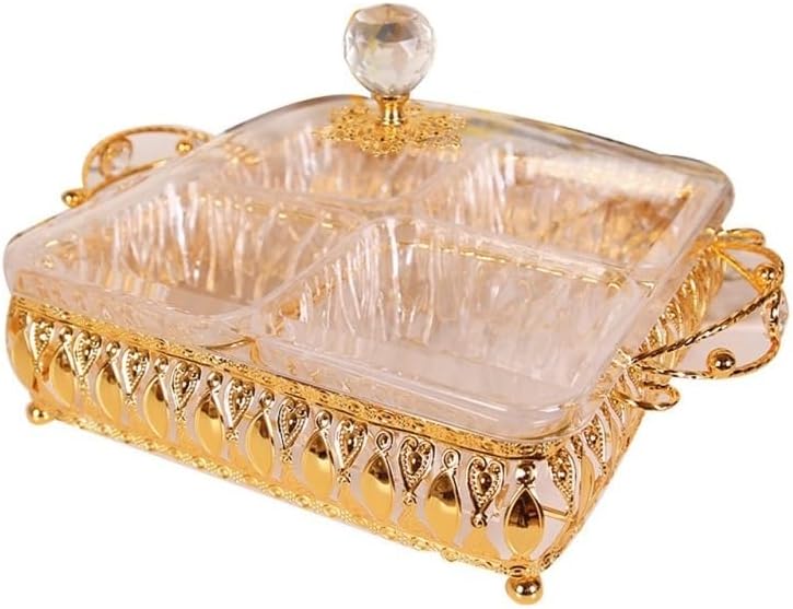 Acrylic Square Grid Division Dried Fruit Platter Candy Box with Cover