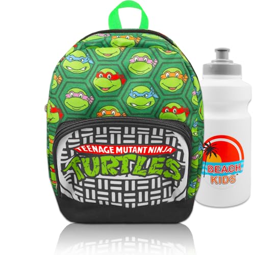 Teenage Mutant Ninja Turtles Mini Backpack - 10” Canvas Backpack with Front Pocket and Bottle | TMNT School Supplies Bundle - Main Image
