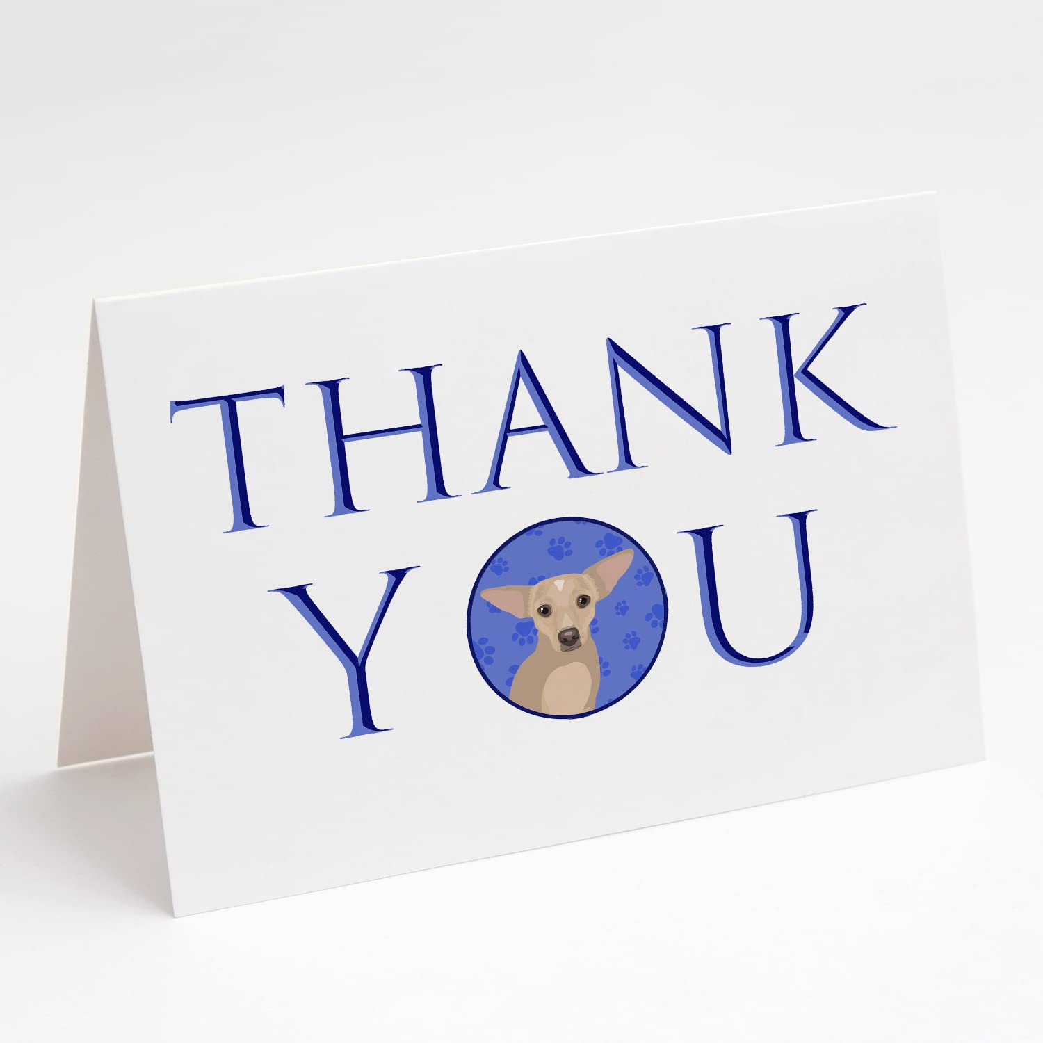 Caroline's Treasures CK8951GCA7P Chihuahua Silver Thank You Greeting Cards and Envelopes Pack of 8 Blank Cards with Envelopes Whimsical A7 Size 5x7