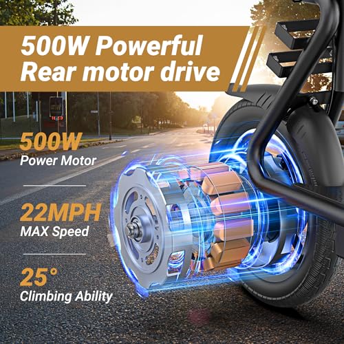 Electric Scooter with Seat, MAX 27 Miles Long Range