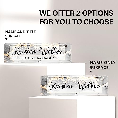Image of Name Plate for Desk, Desk Name Plate Personalized, Office Decor for Women Men, Acrylic Desktop Accessories, Office Gifts for Boss Nurse Teacher Coworker, Employee Appreciation Gift (Silver /Gold)