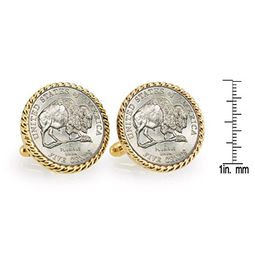 Mancuernillas American Coin Treasures 2005 Bison Nickel miniatura 3