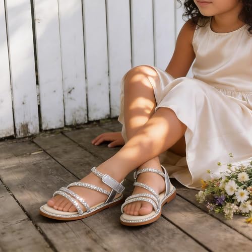 Image of Girls Dress Sandals Comfy Hook and Loop Summer Shoes for Toddlers