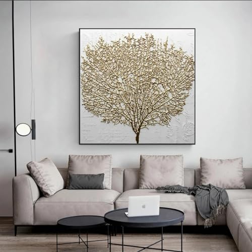 Impression sur toile arbre dore de haute qualite avec cadre bois