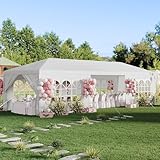 Angel Sar 10x30 Outdoor Party Tent with 8 Removable Sidewalls, Large Canopy Gazebo for Weddings, Backyard Events, 50-Person Shelter, Heavy Duty Portable Event Tent