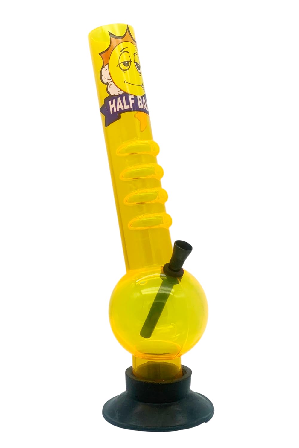 Half Baked "Future Island" 30cm Acrylic Waterpipe Bong, part of the Half Baked collection by Chongz, signature chilled-out cartoon sun decal on the neck (Gold)
