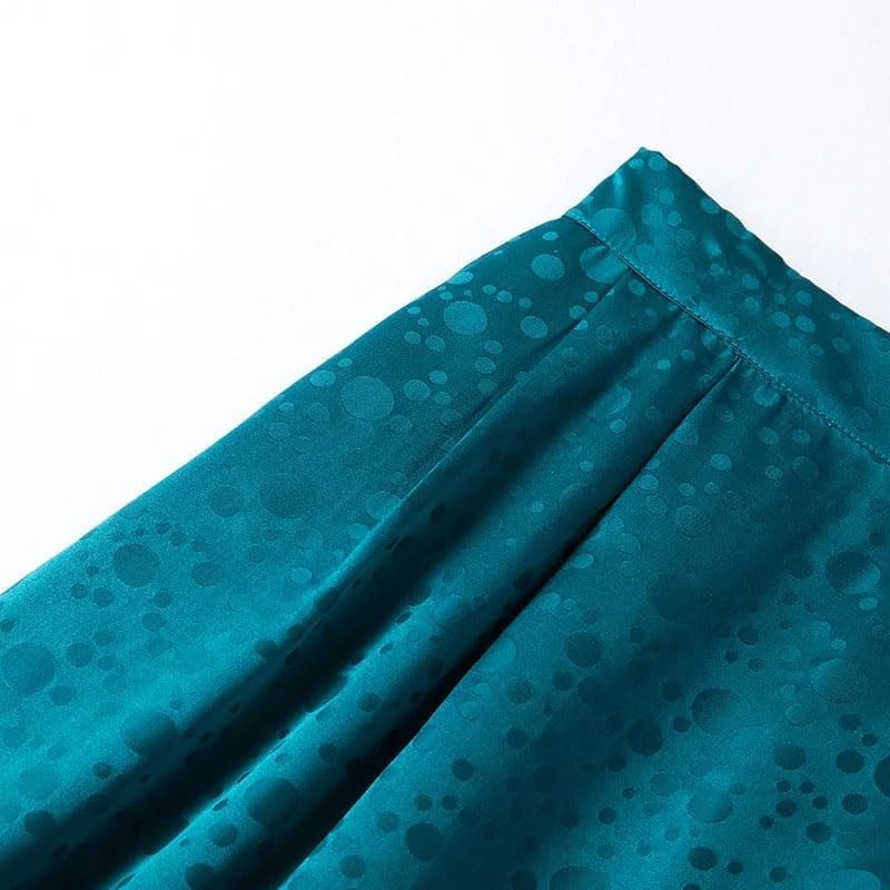 Women's Silk Satin Polka Dot Midi Skirt with Elastic Waist Casual Solid A-Line Vacation Skirt2