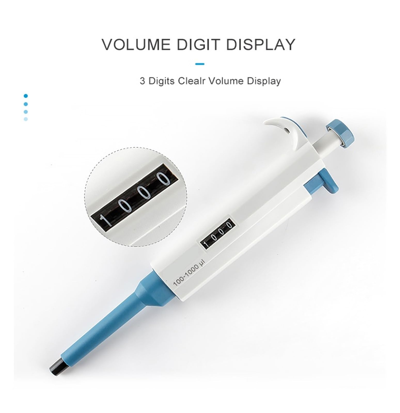 Pipeta de laboratorio de 0,1 ul a 10 ml, micropipeta Digital de un solo canal ajustable con puntas de pipeta Extracción precisa(1-10ml)