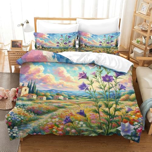 Housse de couette microfibre douce et zippée fleurs de ballon 3D - 2