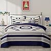6 peice blue christmas bedding queen size quilt set winter navy cream gray patchwork 100 cotton heavy xmas bedspreads holiday reversible coverlet bed set  urban country home decor