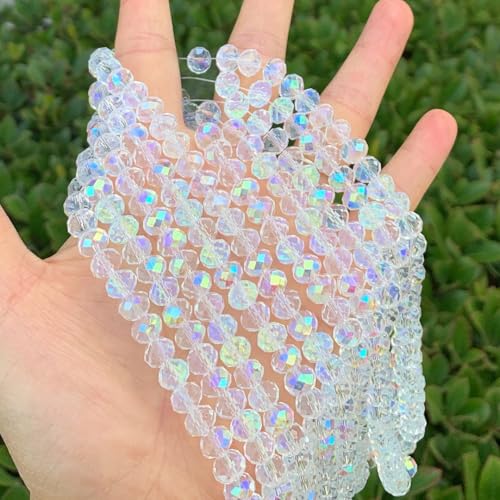 Image of 140pcs Czech Faceted Rondelle Crystal Glass Beads 8mm Bulk Crystal AB