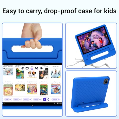 Image of Kids Tablet 10 inch, Android 13 Tablet for Kids with Google Kids Space, Pre-Installed Educational Apps and Parental Control, Gift for Kids, 2+32GB Storage, 5000mAh, EVA Case (Blue)