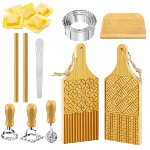 Herramientas de fabricación de pastas, conjunto de herramientas de fabricantes de pasta - Kit de fabricación de pasta de madera de cocina | Accesorios para hornear múltiples, suministros de chefs para