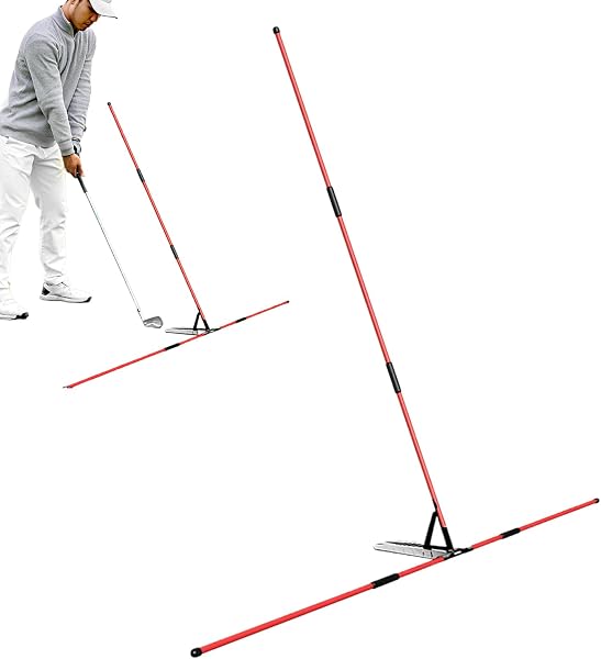 Générique Support pour Bâtons D'alignement De Golf - Stick Tiges Baguettes Alignement pour Practice Golf Aide À L'entraînement Au Swing Red Fiberglass Shaft with PVC Rubber Cover Angle Plate Bracket - 1