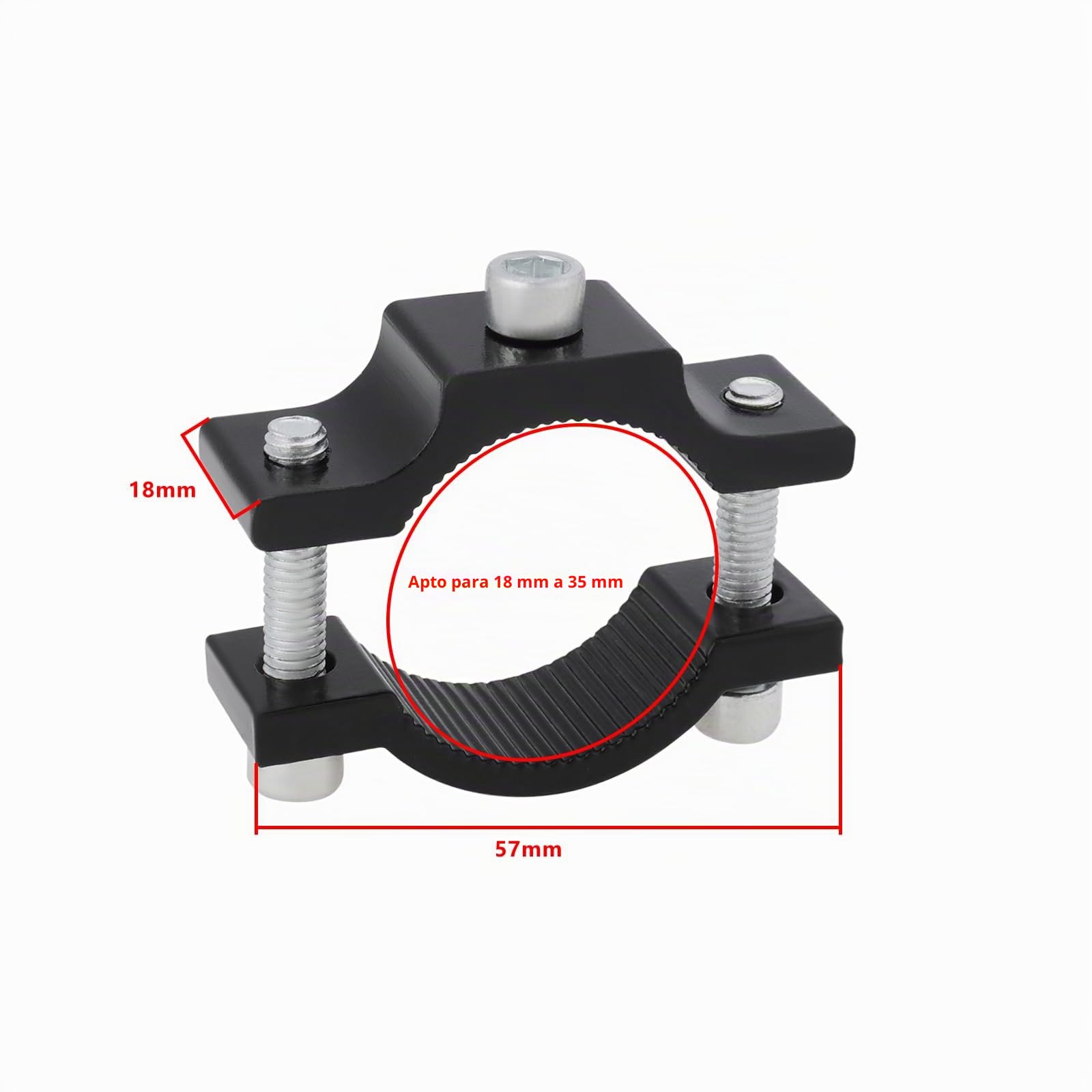 SG Store 2 Abrazaderas Soporte Montaje Luz Motocicleta Abrazadera Soporte Barra Luz de Aleación de Aluminio Aptas para Tubos Bicicleta Y Motocicleta de 18 A 35mm Diámetro Color Negro