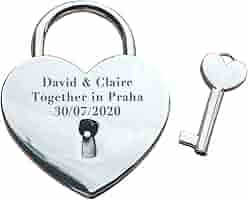 Silver Love Heart Personalized Locked in Love Padlock (Large