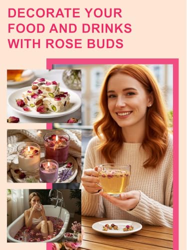 Image of TeeLux Rose Buds Tea, 5.3oz Dried Whole Rose Flower Herbal Tea Floral Aroma | Carefully Selected Loose Leaf Rose Buds for Tea, Baking & Culinary Use, Caffeine Free, Perfect Hot or Iced