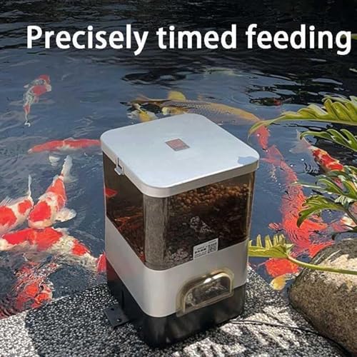 Comedero automático para peces, dispensador de estanque de gran capacidad de 10 L con temporizador inteligente y pantalla LCD para racionamiento cronometrado