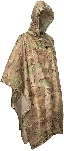 LOOGU Poncho de lluvia militar de camuflaje para acampar al aire libre, caza, senderismo