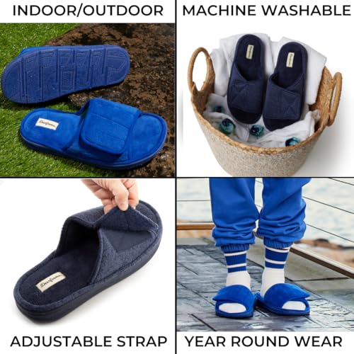 Image of Dearfoams Men's Adjustable Indoor /Outdoor Memory Foam Machine Washable Summer Slide Slipper