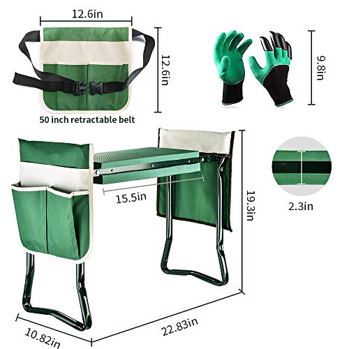 Garden Kneeler and Seat Stool Heavy Duty Garden Folding Bench with Large RemovableTool Pocket Gloves and Soft EVA Kneeling Pad for Gardening Lovers - Image 3