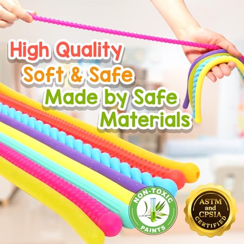 Image of Sensory Autism Toys for Kids - Textured Stretchy Fidget Toys for Stress - Sensory Toys Special Needs for Autistic Toddlers Boys Girls Stocking Stuffers Gifts, Treasure Prizes Classroom - 8 Pack