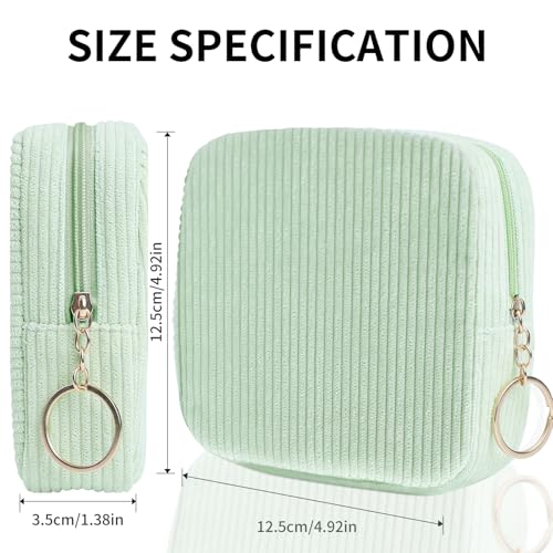Image of Sanitary Napkin Storage Bag, Preppy Corduroy Period Bag for School Teen Girls, Cute Portable Period Pouch with Zipper, Sanitary Pads Bag Tampons Holder for Purse, First Period for Women Ladies