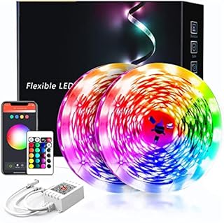 phopollo Led Strip Light, 20m Led Lights Compatible for Alexa & Google Home, Smart WiFi App Control, Music Sync Mode with Mic,Flexible Led Lights for Bedroom, Gaming Room(10mx2)