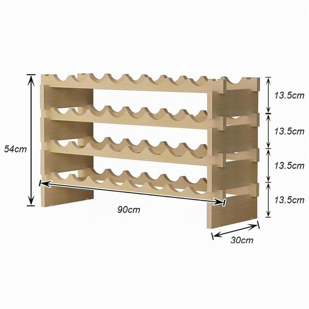 BAKAJI Cantinetta Portavino in Legno con 32 Scomparti Porta Bottiglie di Vino, Champagne, Portabottiglie da Terra, Cantina Angolo Bar per Salotto, Cucina, Bistrot, Ristorante 90 x 30 x 54 cm