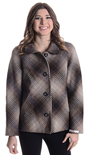 Pendleton Women's Button Front Wool Coat in Beige Tartan, Small