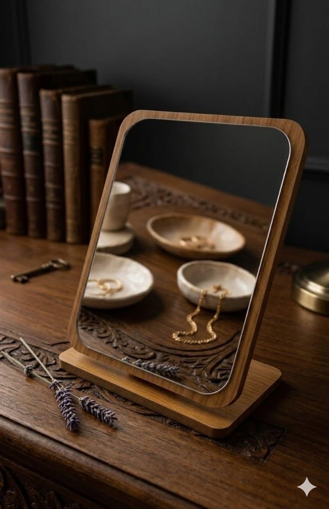 Buy draval Wooden Mirror, Wooden Shaped, with Stand, Square