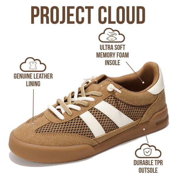 Project Cloud Genuine Leather Casual Sneakers for Women - Memory Foam Insoles Lace-Up Womens Shoes & Lightweight Women's Fashion Sneakers - Non-Slip Shoes for Women Footwear (Verdict)2