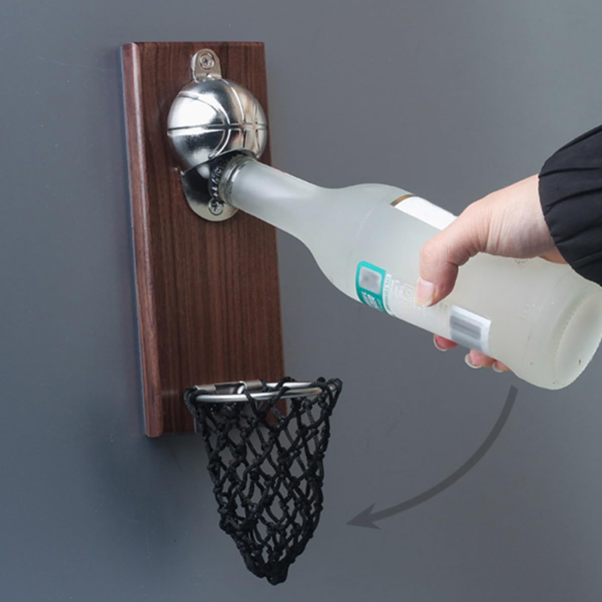 Garneck Abridor de Cerveja Magnético Acero Inoxidable y Madera, Color Café Abrebotellas de Baloncesto Fácil de Usar para Refrigerador para Botella de Cerveza y Botella Hogar y Camping