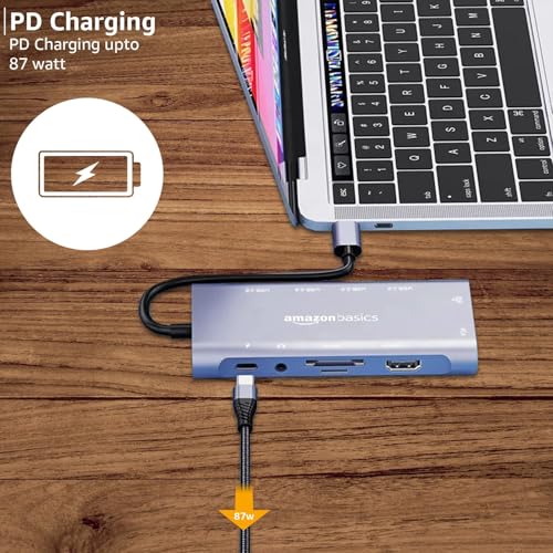 Image of Amazon Basics 11-in-1 USB C HUB Gigabit Ethernet Type-C to HDMI-Compatible VGA 1000M RJ45 PD 100W AUX TF Micro SD Card Reader USB 3.0 HUB Multiport Docking Station Compatible Apple MacBook M1 M2 Chip