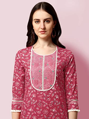 Image of MIRCHI FASHION Pure Cotton Floral Printed Kurta Set with Dupatta | 3 Piece Straight Fit Kurta Pant Set | Ethnic Office Wear Salwar Suit for Women