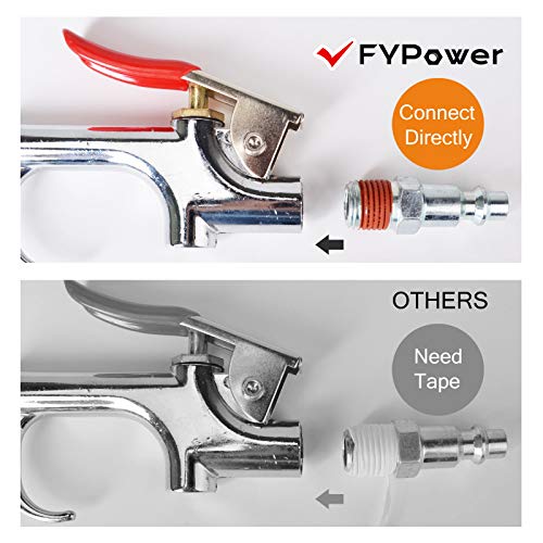 Fypower 18 Pieces Air Compressor Accessories Kit, 1/4 Inch X 25 Ft Recoil Poly Air Compressor Hose Kit, 1/4" Npt Quick Connect Air Fittings, 100 Psi Tire Inflator Gauge, Heavy Duty Blow Gun #TOP5