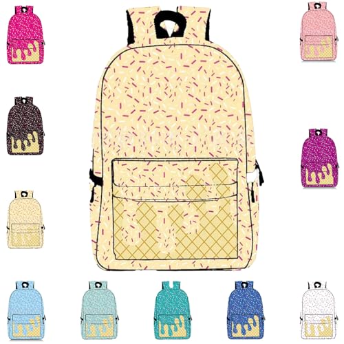 Lightweight a Ice Cream Kawaii Shoulder Backpack,Boy and girl ice cream drip backpacks,Cute with side pocketsBackpack (01)